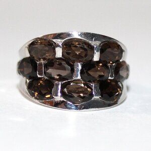 Sterling Silver Smokey Quartz Ring SZ 7